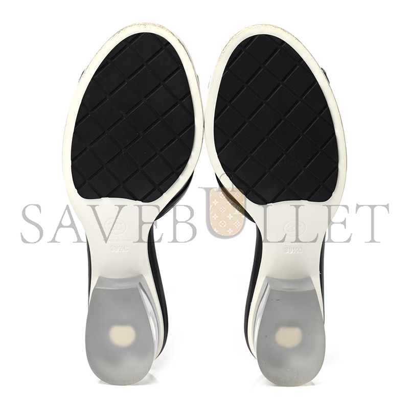 Ch*el lambskin pvc mule transparent black